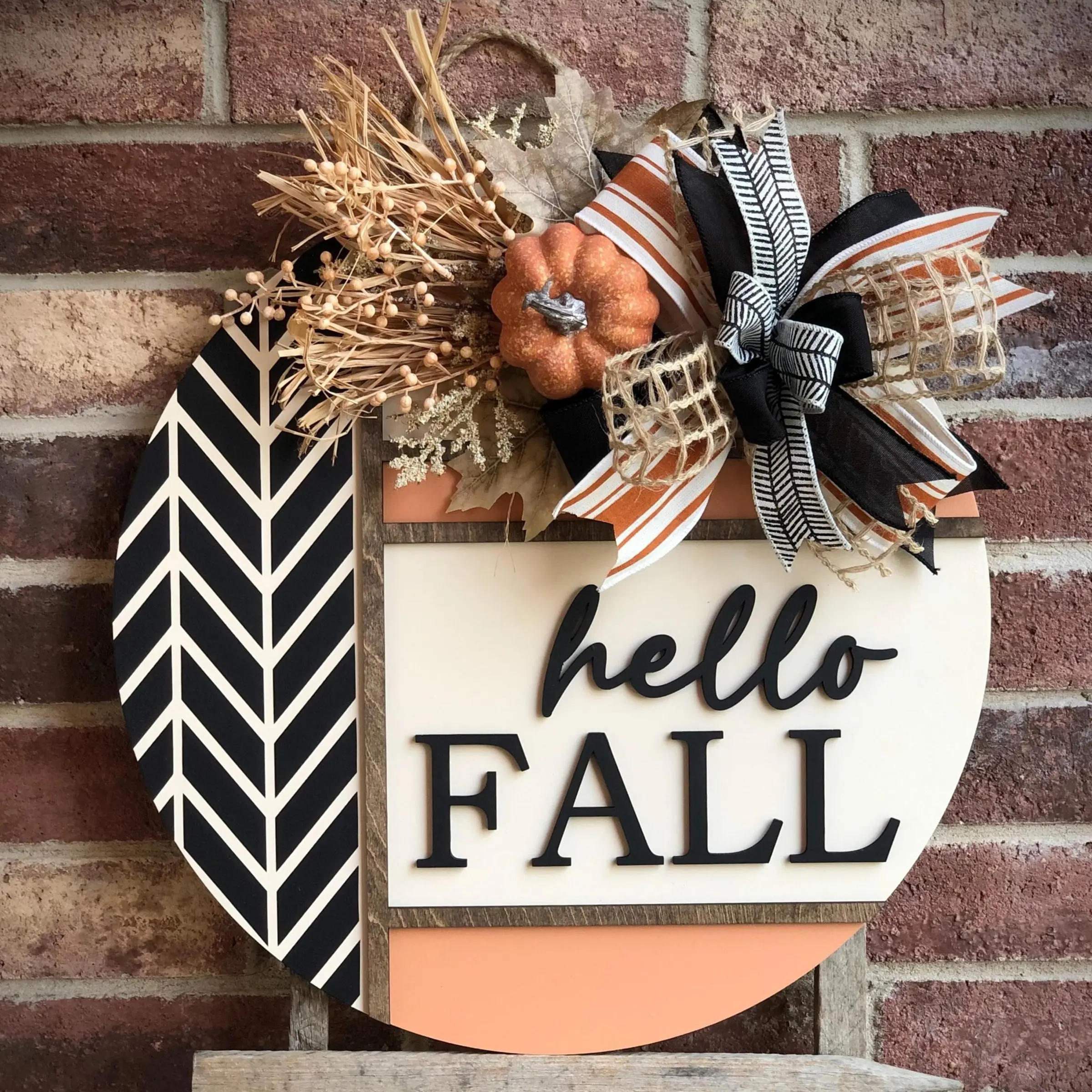 Hello Fall Front Door Decor, Fall Wreath, Pumpkin Decor, Welcome Wood Wreaths for Front Door Farmhouse Porch Wall Decor Outdoor, Fall Decor, Porch Decor, Home Decor, Outdoor Porch Wooden Fall Sign