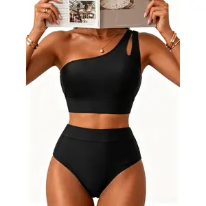 Yonique Two Piece High Waisted Swimsuits for Women - One Shoulder Bikini Tummy Control Bathing Suit 2026 Full Coverage  SwimWeek  summervibes