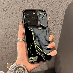 Football Player Phone Case for IPhone 17 16 15 14 13 12 11 XS MAX / X / XR TPU Laser Craft Anti-Drop Case Shockproof Mobilephone Protective Cover Cellphone Protection Accessories Gift Suitable for All Four Seasons