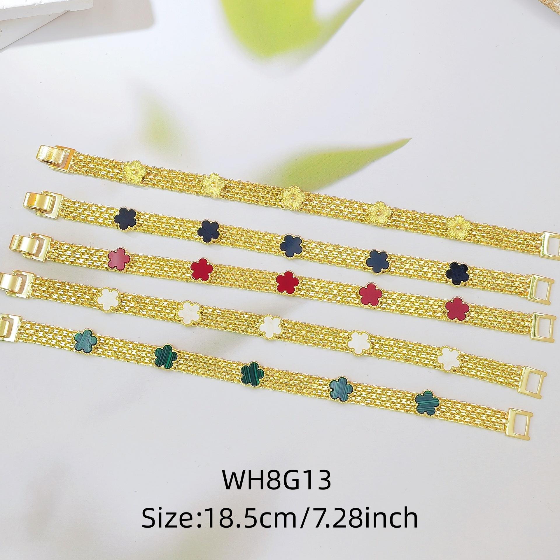 Colorful Clover & Five-Leaf Lucky Bracelet for Women, White Shell Inlaid Design, Trendy Y2K Aesthetic Fashion Jewelry, Dainty & Versatile for Daily Wear, Parties & Holiday Gift Giving