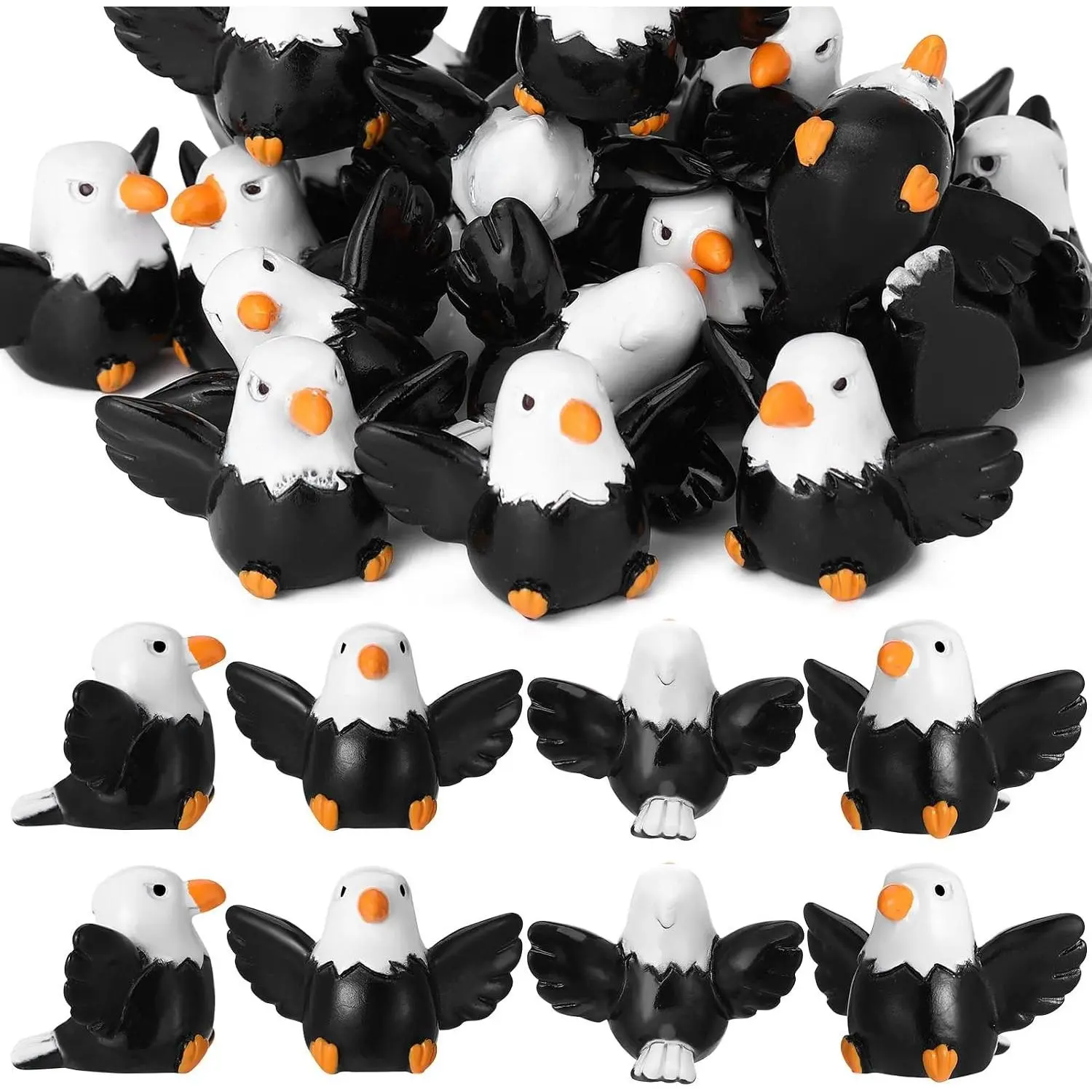 40 Pcs Mini Resin Bald Eagle, Wildlife American Bald Eagle Toy Figure, Patriotic Bald Eagle Bird Figurines, Bald Eagle Garden Statue, Ornaments for Independence Day Party Outdoor Lawn Garden
