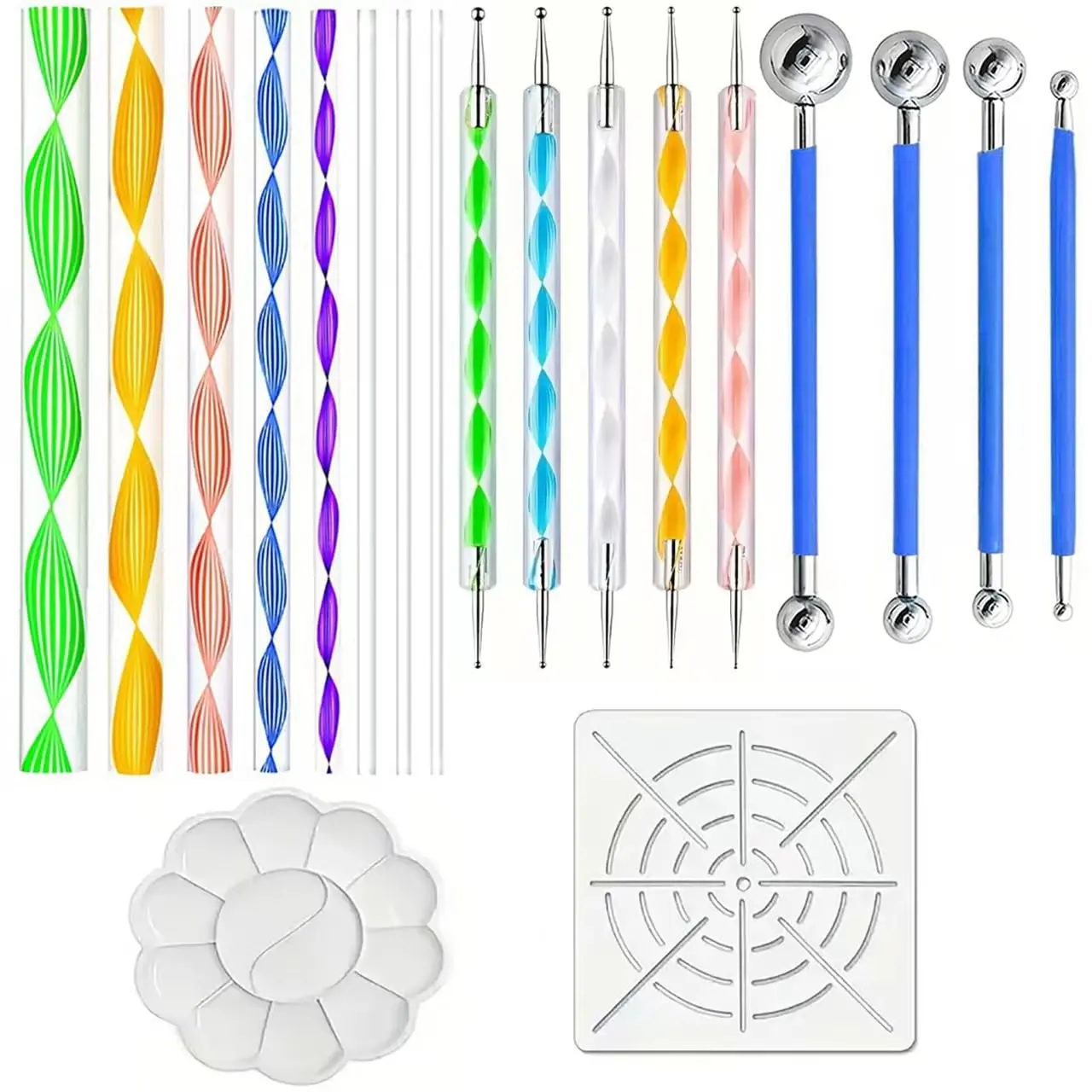 Mandala Dotting Tools Set, 19 count Dot Painting Kit with Ball Stylus Pens,  Swirl Dotting Rods, Mandala Stencils &  Tray for  Art, Rock Painting, Pottery Clay, DIY Crafts for Beginners