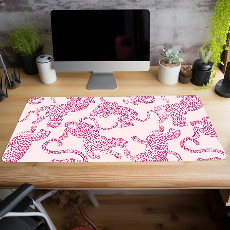 Stripes Leopard Pattern Large Gaming Mouse Pad, Non Slip Computer Keyboard Pad, Rubber Base Stitched Edge Mouse Pad, Desk Mat For Game Home Office & Women Gift, Gaming Desk Accessory