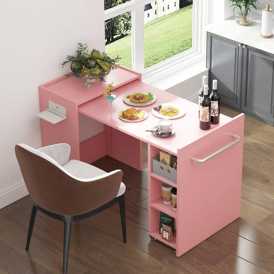 Folding-Mount Manicure Table Nail Desk With Storage Shelves & Drawer, Multipurpose Compact Corner Side Table Small Space