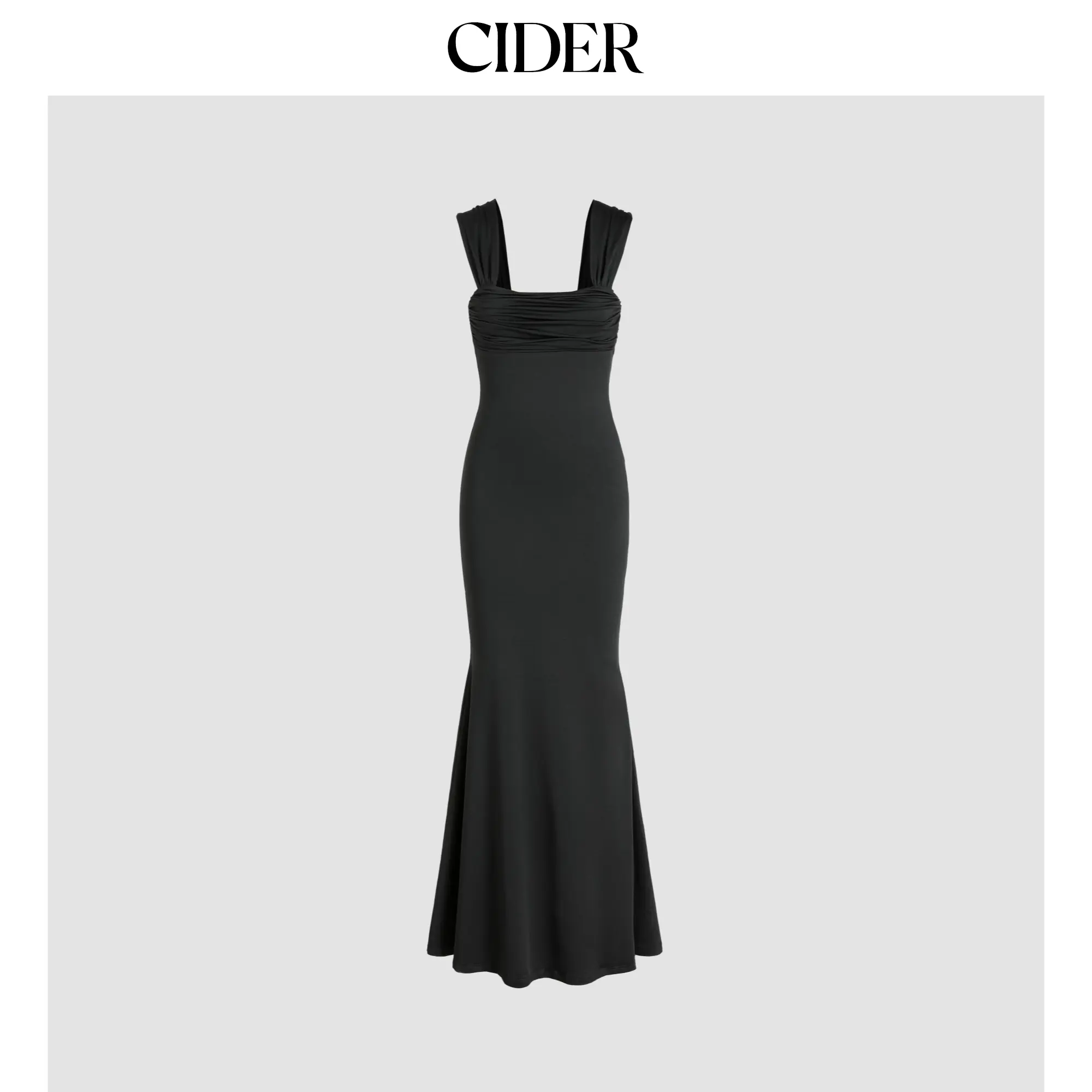 Cider [6 colors, size 0-10] Solid Ruched U-neckline Ruffle Maxi Dress SummerFinds