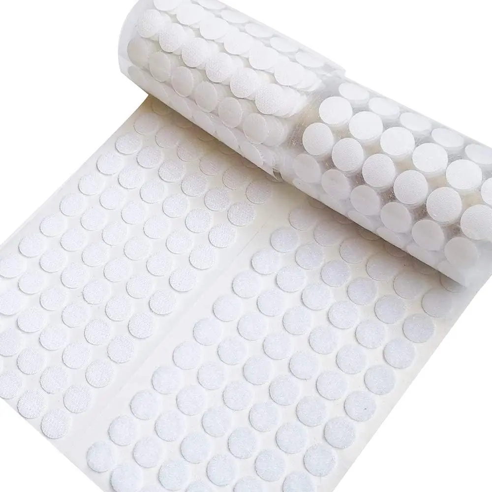 Self Adhesive Dots, Strong Adhesive 1000pcs (500 Pairs) 0.59" Diameter Sticky Back Nylon Dots, Hook & Loop Dots with Waterproof Sticky Glue Tapes, Very Suitable for Classroom, Office, Home (White)