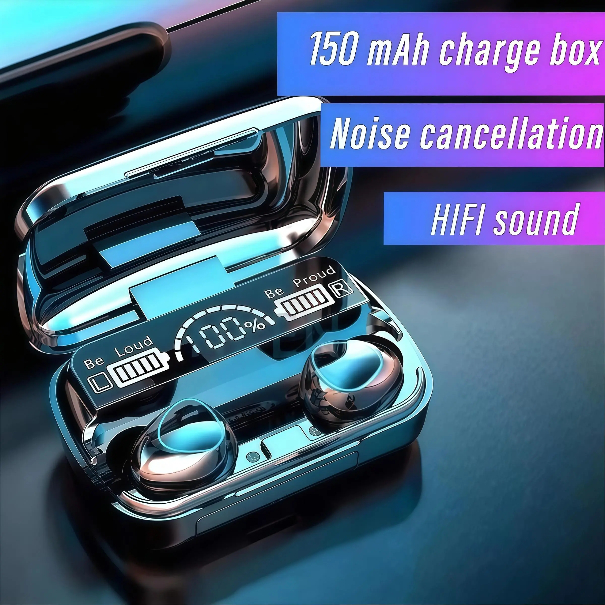 M10 Wireless Bluetooth-compatible Earbuds V5.3, Long Battery Life, LED Display, Noise-Canceling, Deep Bass, Sports Gaming, with Mic, Unisex Gift, In Ear Earphones, Portable Earphones
