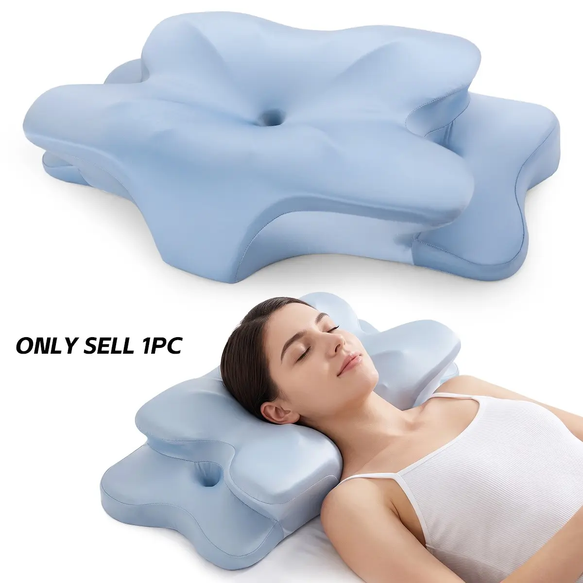 YUNDISSI Memory Foam Butterfly Cervical Pillow Mothers Day Fathers Day Gift Ergonomic Wing Side Sleeper Support with Neck Groove Back & Side Sleeping Pillow Slow Rebound Washable Cover Neck Pain Relief Better Sleep Gift for Mom Dad
