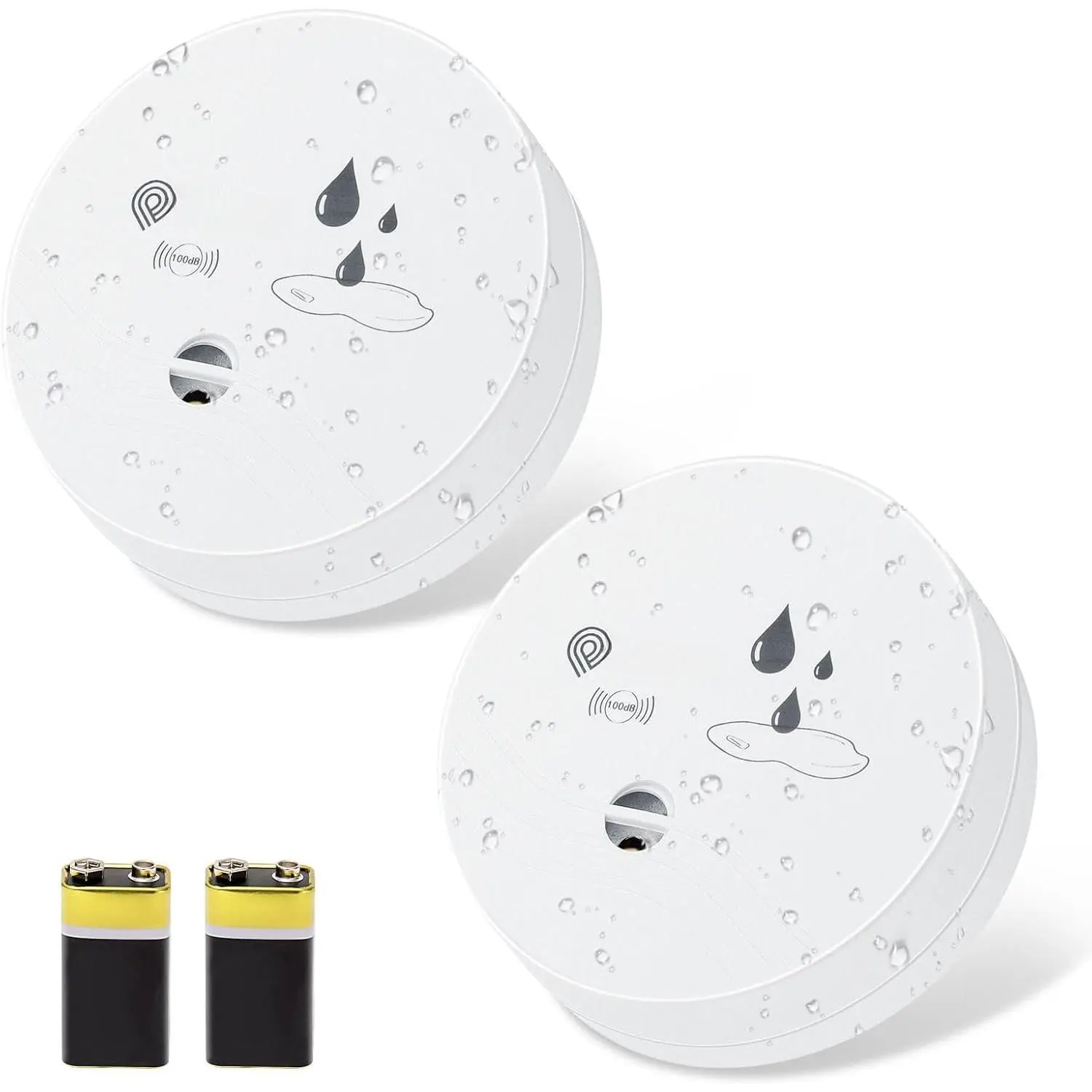 2 Pack Water Leak Detectors, 100dB Water Sensor Alarms Flood Detector for Basements, Bathrooms, Laundry Rooms, Kitchens, Garages, and Attics, Water Alarms -Operated ( Included)