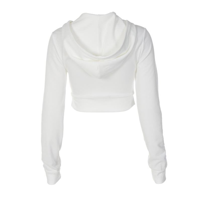 Women's Plain Pocket Zip Up Crop Hoodie, Casual Long Sleeve Hooded Top for Spring & Fall, Ladies Clothes for Daily Wear, Shoulder Hoodies, Casual Sporty Top