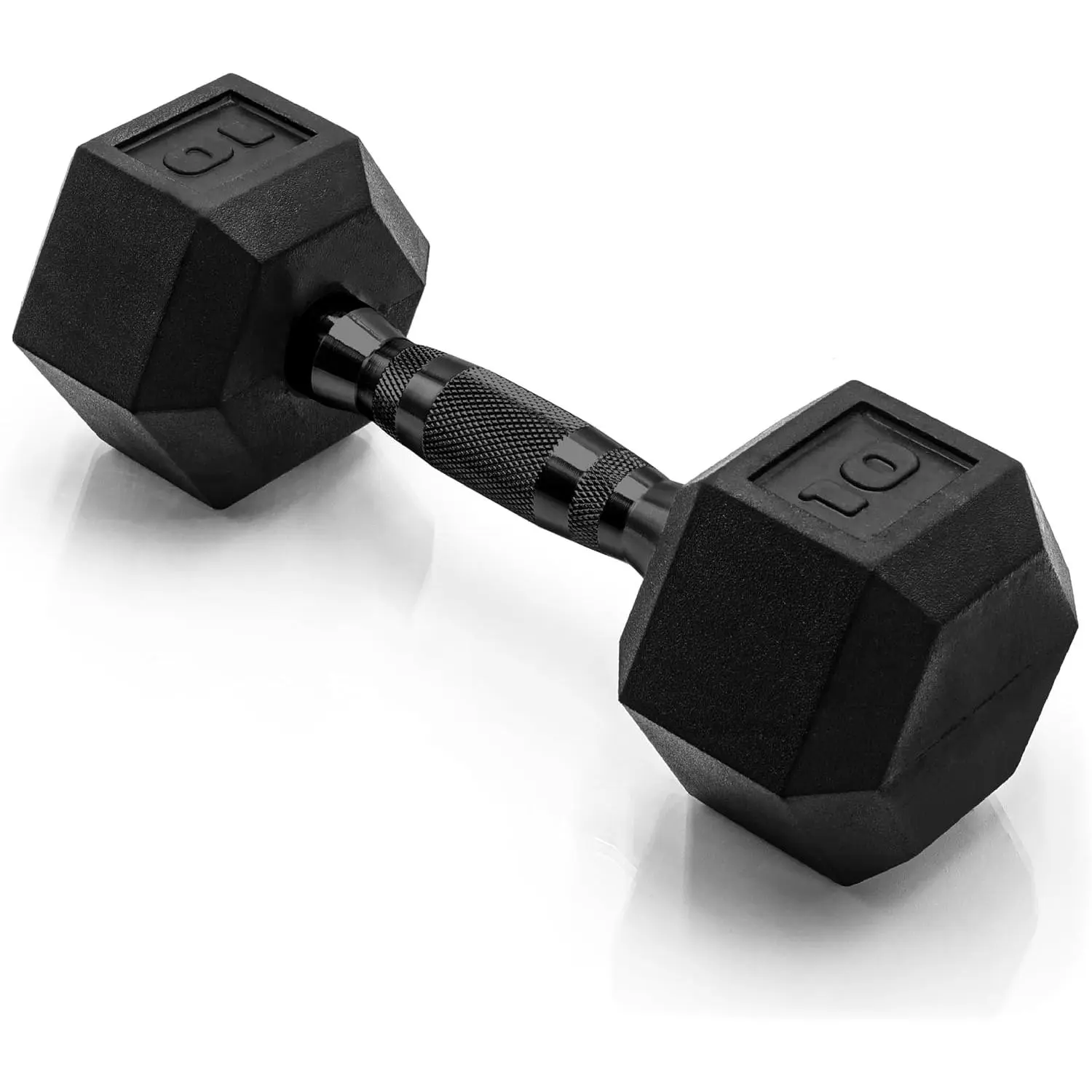 sportsCAP Rubber Coated Dumbbell Weights, Free Weights for Home Gym Strength Training, Anti-Roll Hex Dumbbells with Black, Chrome & Comfort Grip Handles, Singles