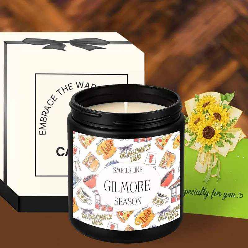1Pc Scented Candle, Smells Like Gilmore Season Soy Wax Candle Label, Cozy Coffee and Fall Town Inspired Candle Design, Candle Decoration, TV Fan Gift for Best Friend, Sister, Mom, Coffee Lover, Autumn Lover, Birthday, Thanksgiving or Christmas Gift