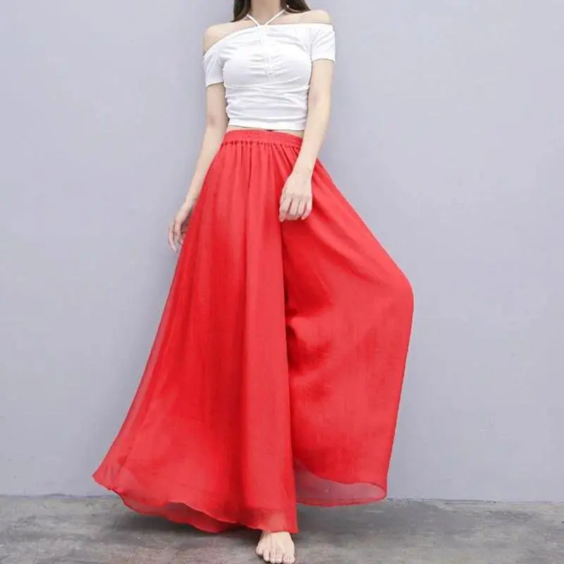 Classica Dancer Trousers Summer Chiffon Wide Leg Pants Two Layer Dance Practice Clothes Loose Dancing Pants for Women Yoga Pants
