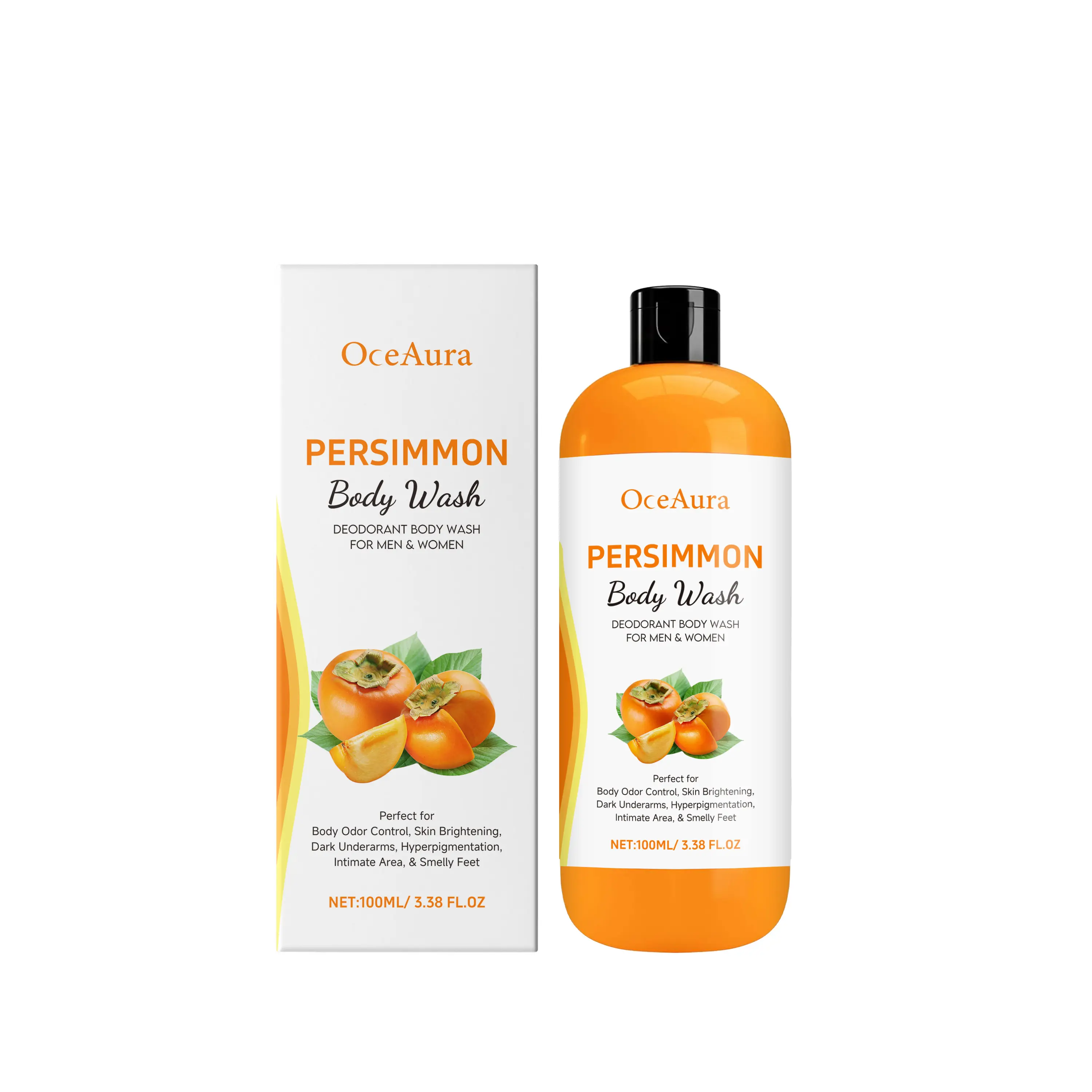 OceAura Persimmon Fresh Shower Gel, Gently Moisturizes And Cleanses Skin Smooth And Delicate Moisturizing Plant Extract