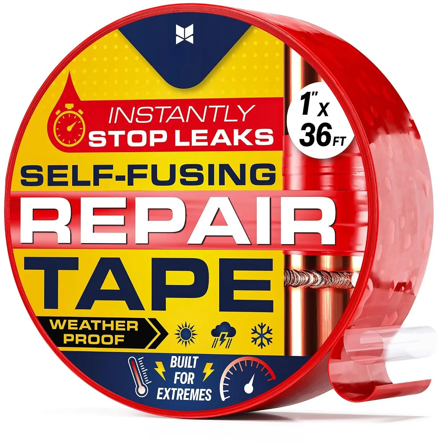 Self Fusing  Tape – 1"x36’ –  Tape for  Repairs | Weatherproof, Heat and -resistant – For Plumbing, Pipes and Hoses repairs, Automotive, Electrical & Outdoor Use