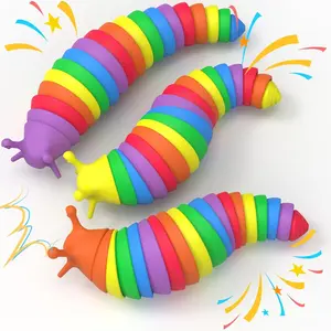 Easter Basket Stuffers for Kids 3PCS Slug Fidget Toys Bulk, Toddler Sensory Figette Worm for Adults Stress Relief for Autism ADHD Autistic Travel Toys Stocking Stuffer Gifts for Boys Girls 3+fidget toys