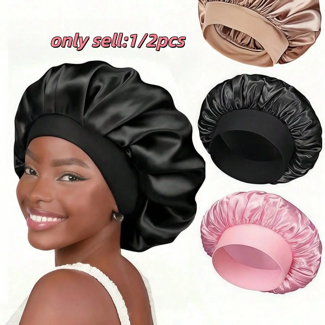 Women's Satin Jumbo Bonnet, Reusable Sleeping Headwear, Hair Care Cap, Hair Hat, Soft & Stylish Design, Perfect for Daily Use, Durable Quality Fabric