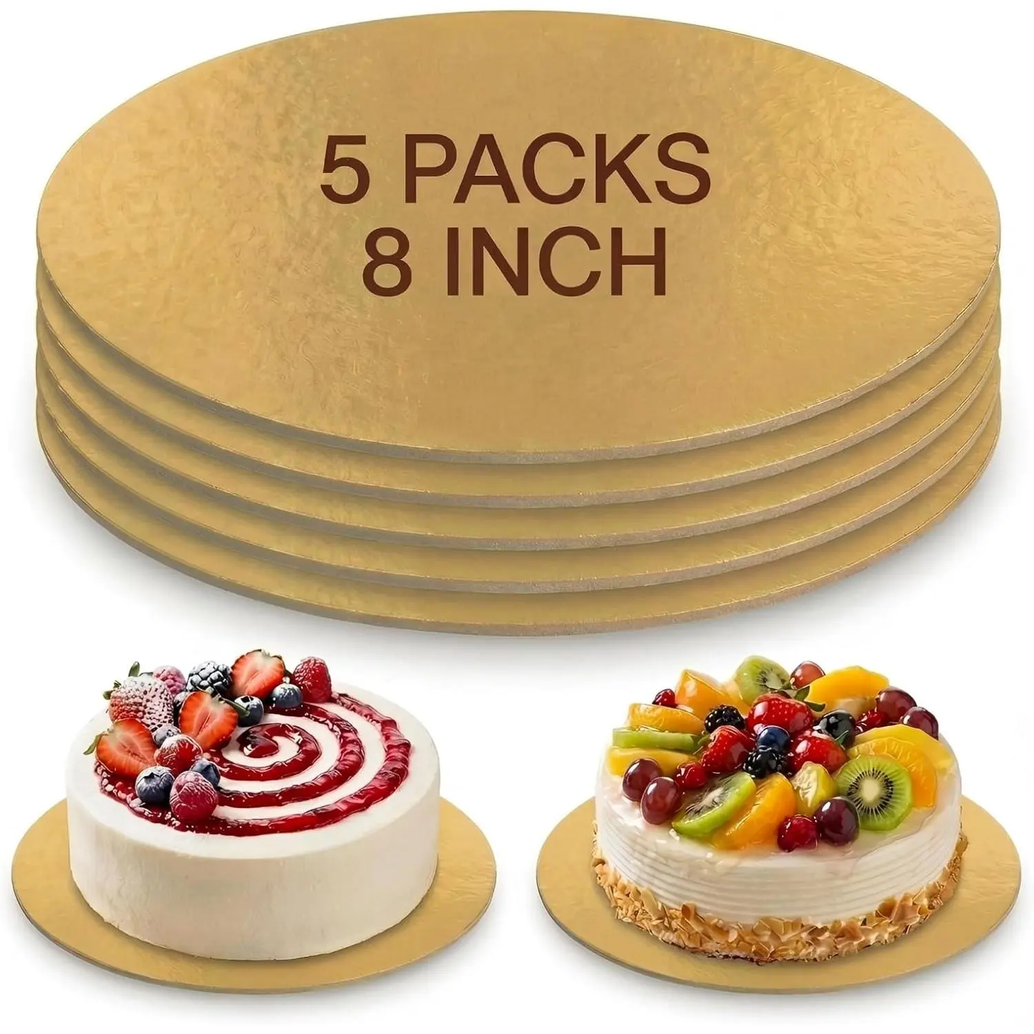 Cake Boards, 5 Packs 8-inch/20cm  Round Cake Boards | Sturdy and Durable Base Boards for Cake, Pizza DIY, -Grade  and Oilproof for Desserts Decorating