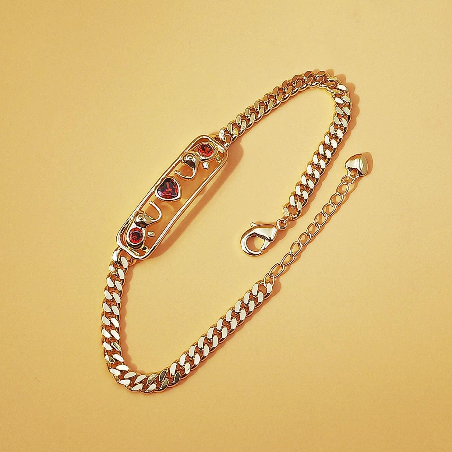 Hollow Heart Cuban Link Chain Bracelet for Women Minimalist Trendy Jewelry Dainty High-End Stackable Accessory Elegant Versatile for Daily Outfits Streetwear Party & Gifts