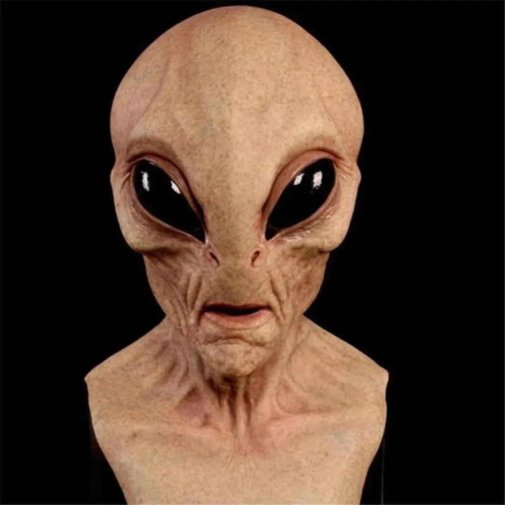 Halloween Adult Latex Alien Mask - Space Element Statement Prop, Horror UFO Skull Helmet for Cosplay Carnival Dress-Up Party (Toys & Hobbies Classic Novelty Prop)