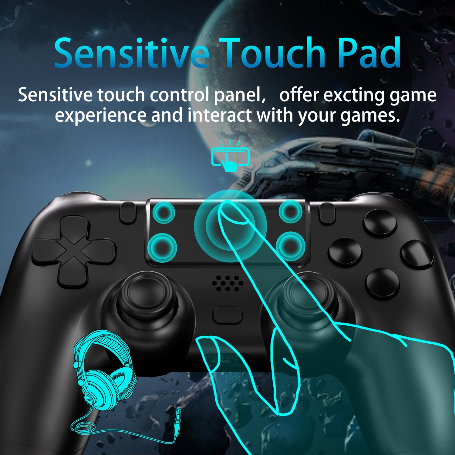 YUYIU Controller for PS4 Wireless Game Controller, Six-AxisHigh.Performance Dual Vibration, with USB ChargingCable, Compatible with Slim/Pro/Pc GamingAccessories