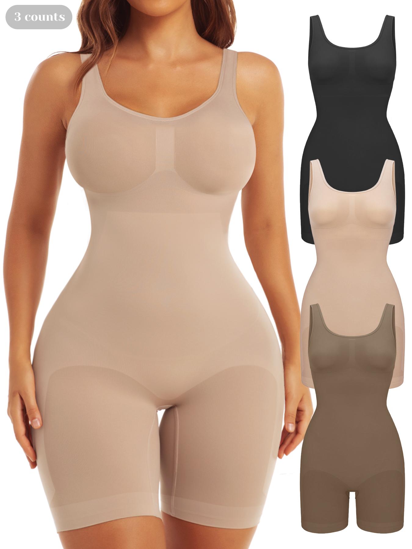 Shorts Bodysuit for Women Black Tummy Control, Body Sculpting Compression, Minimalist Shapewear Seamless Sexy Butt Lifting Workout Bodycon One Piece Short Jumpsuit