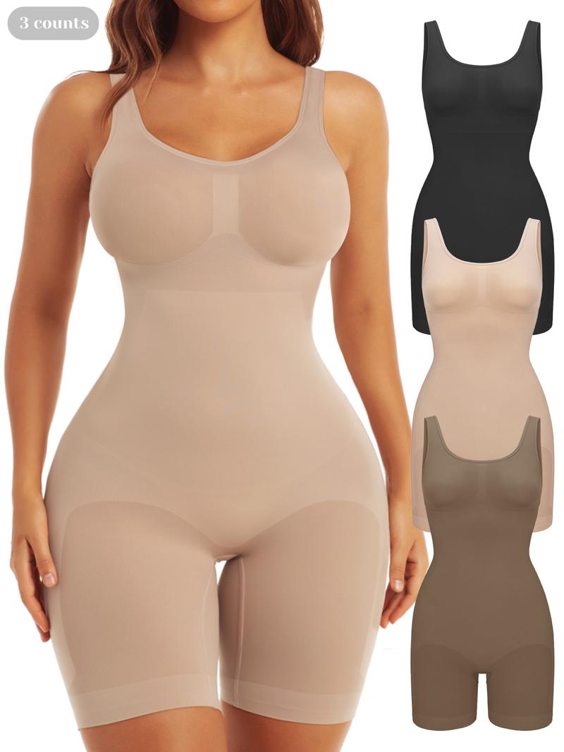 Shorts Bodysuit for Women Black Tummy Control, Body Sculpting Compression, Minimalist Shapewear Seamless Sexy Butt Lifting Workout Bodycon One Piece Short Jumpsuit