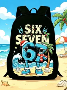 Fashion Beach 2D Print Backpack, 67 Cartoon Patterns, Lightweight Universal Bag, Adjustable Straps, Travel Daily Use, Casual Lightweight Backpack