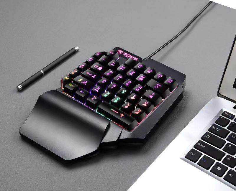 ZRTF F6 Single Mobile Phone Glowing Gaming Keyboard,Supports for Android System, PUBG Keyboard Connect to Mobile Phone King of Glory Left Hand Keyboard  for Android not ios