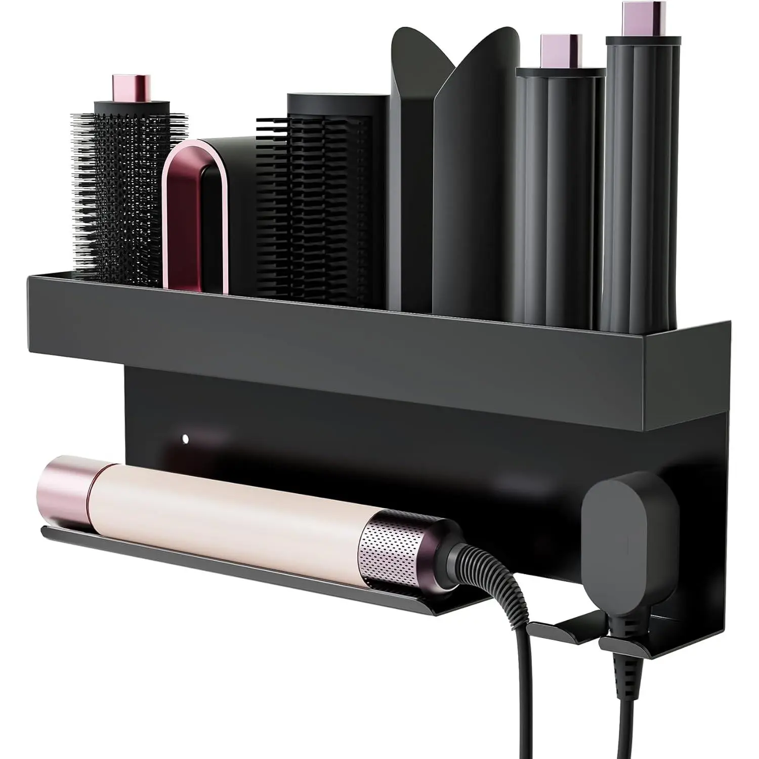 Affogato Storage Holder Compatible with Dyson Airwrap Styler, Curling Iron Wall Mount Holder Stand, Aluminum Hair Tool Organizer Rack for Bathroom