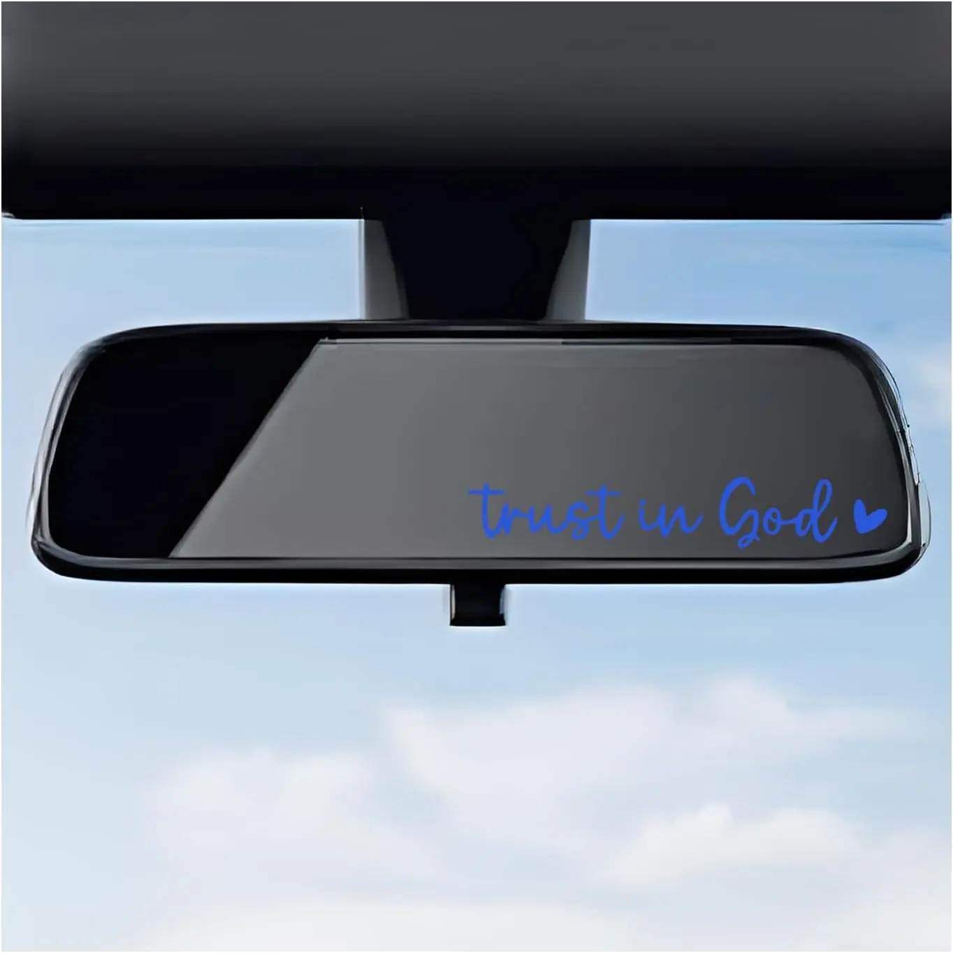 2PCS Trust in God Rearview Mirror Decals, Automotive Vinyl Rear View Mirror Decorative Stickers, Waterproof Trust in God Stickers  Car Truck Laptop, Car Accessories (Blue)