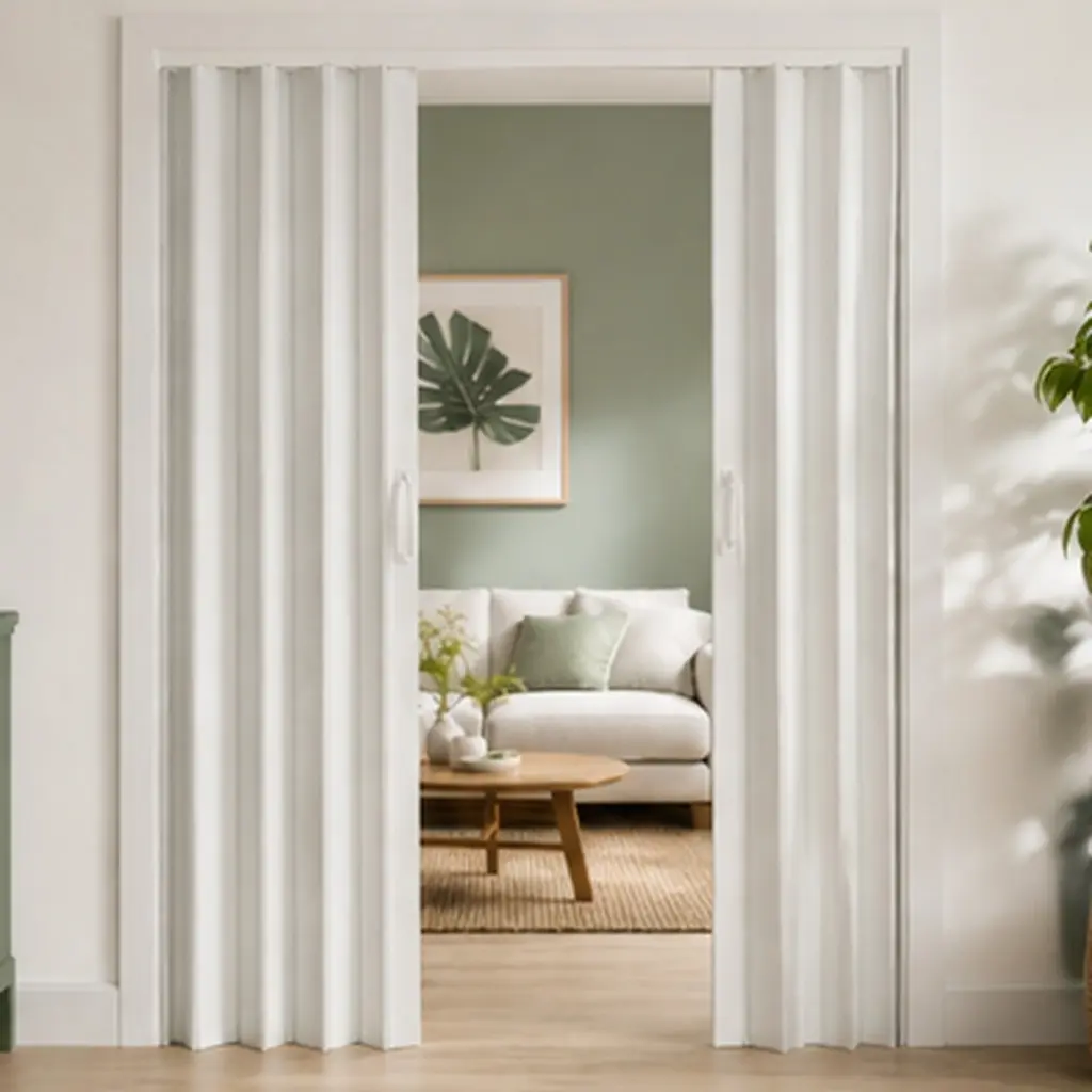 ARCH PVC Accordion Folding Door - 59.00" W x 77.00" H (59x77 inches) Double-Opening Heavy-Duty Room Divider with Quiet Rollers, Dual Handles, Waterproof, Warp-Resistant, 22.25 lb - for Closet, Bedroom, Laundry to Create Privacy