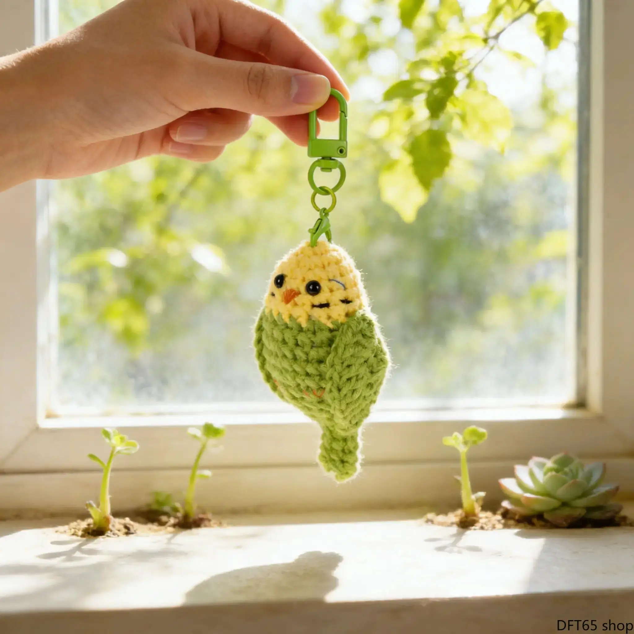 Handmade Crochet Amigurumi Parrot Keychain Soft Knitted Yarn Texture Detachable Hanging Clasp Customizable Surface Pattern For Daily Bag Decoration Suitable For Bird Enthusiasts Children Minimalist Portable Decorative Bag Charm Accessory