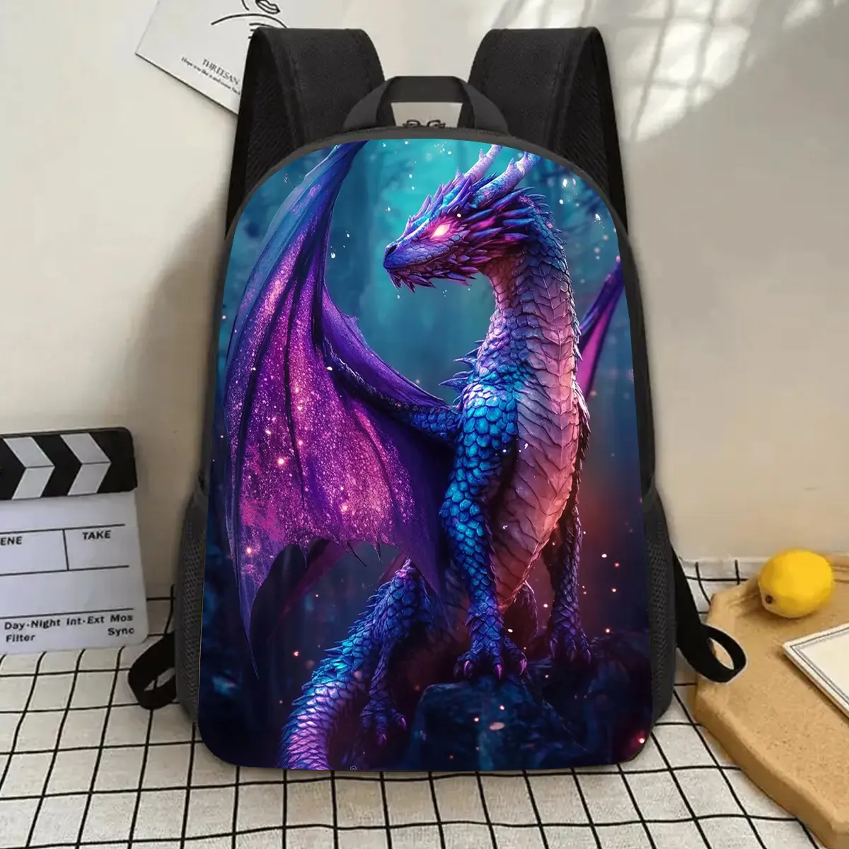 1pc Fantasy Dragon Backpack - 17" Large Capacity, Lightweight Durable, Adjustable Shoulder Straps, Vibrant Cartoon Design with Water Bottle Holder - Ideal for School, Work, Commute, Travel, Picnic, Unique Gift for Family & Friends (Mother'S Day, Father'S