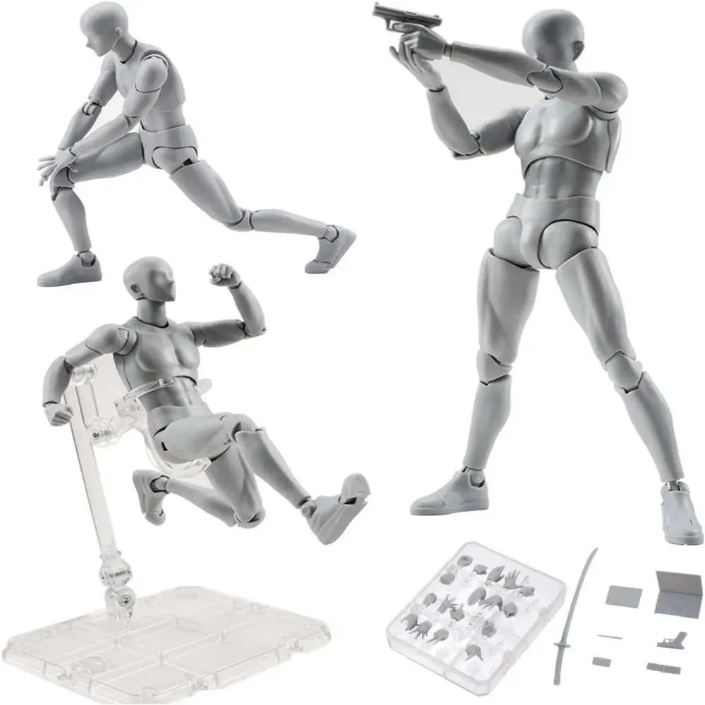 Movable Joints Sketch Draw Mannequin, Male & Female Body Kun/Chan Anime Action Figure Toy Model for Artists, Anatomy Reference, House Decoration & Collections, Anime Pose Helper