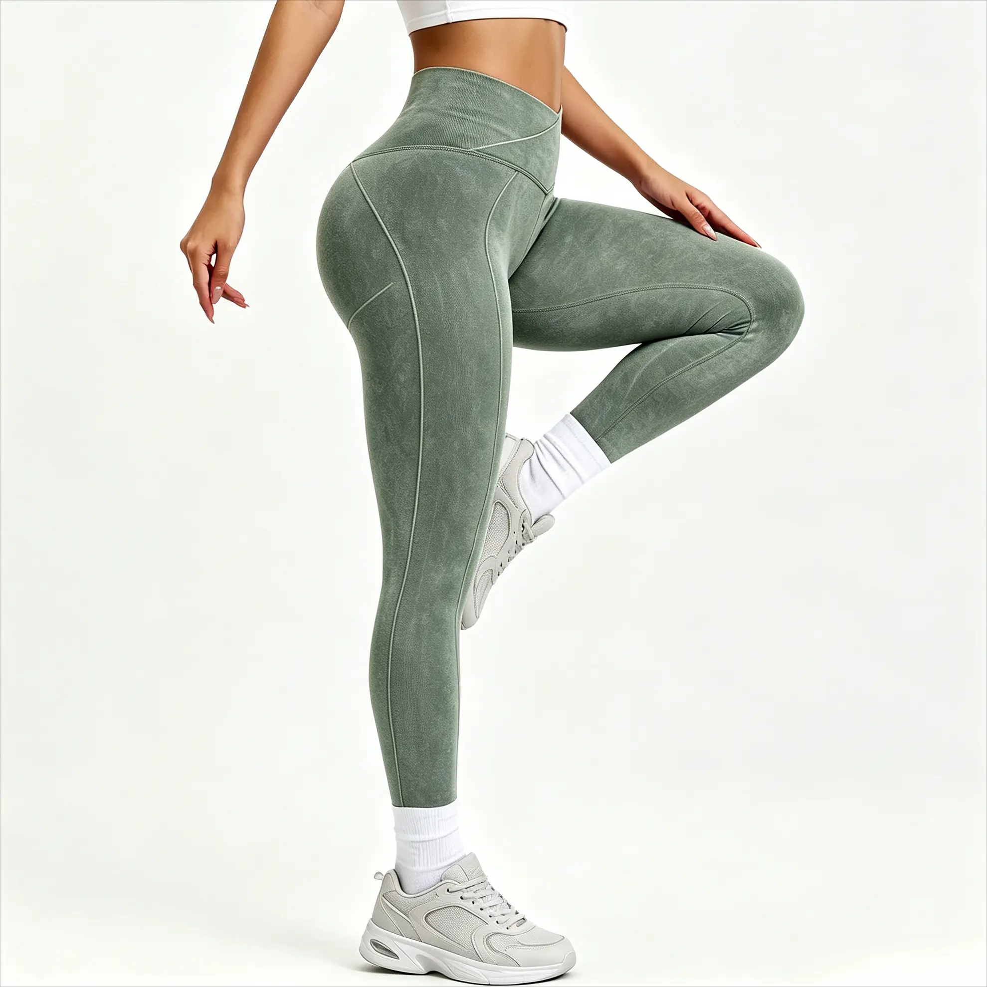 Women’s Cross High Waist Seamless Yoga Leggings, Four-Way Stretch Wash Fabric, Tummy Control Shaping Workout Pants, Breathable Versatile Bottoms For Gym Training & Daily Casual Wear