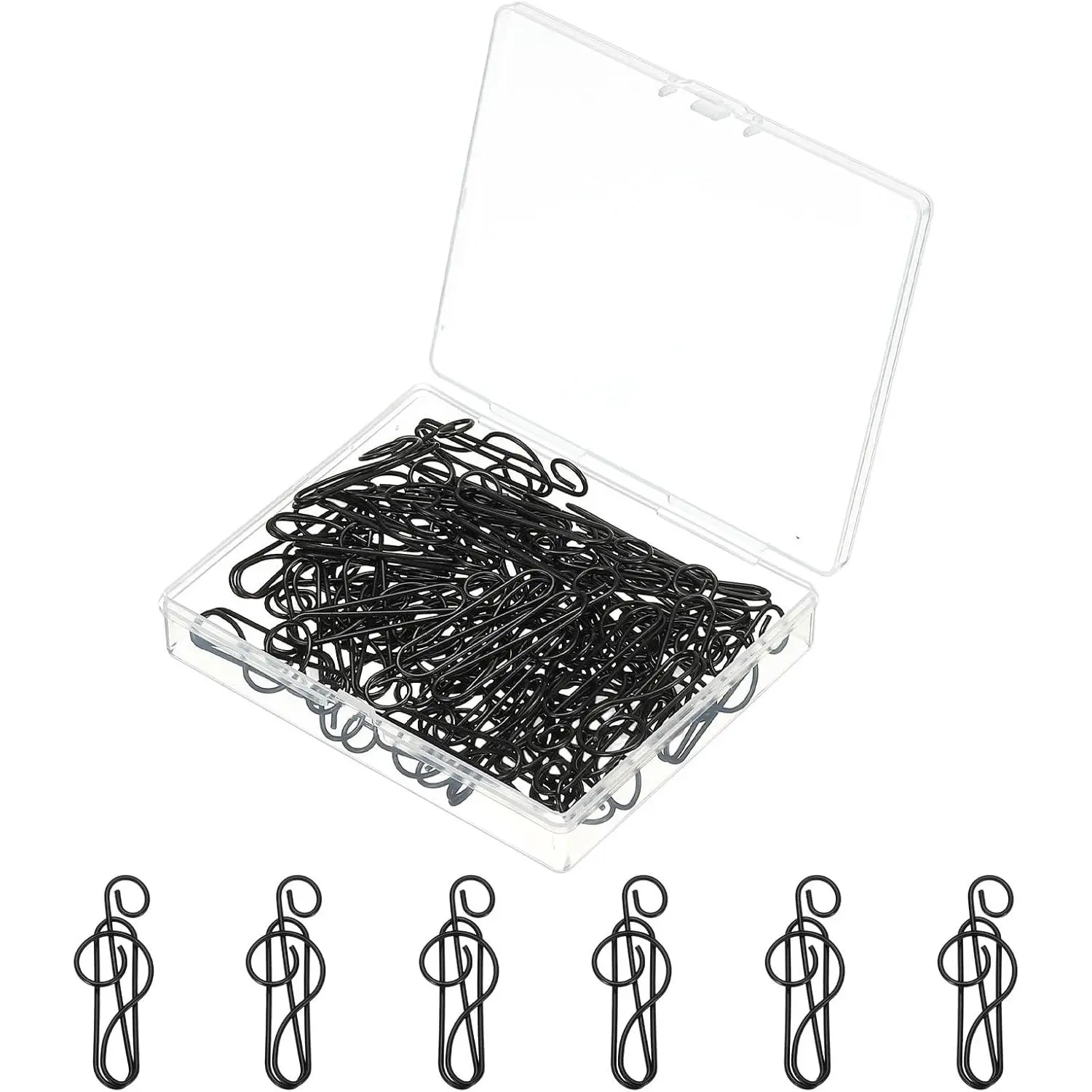 50 count Paper Clip, Musical Style Paper Clip Small Cute Rust-Proof Metal  Durable Bulk for Office , 40mm, Black