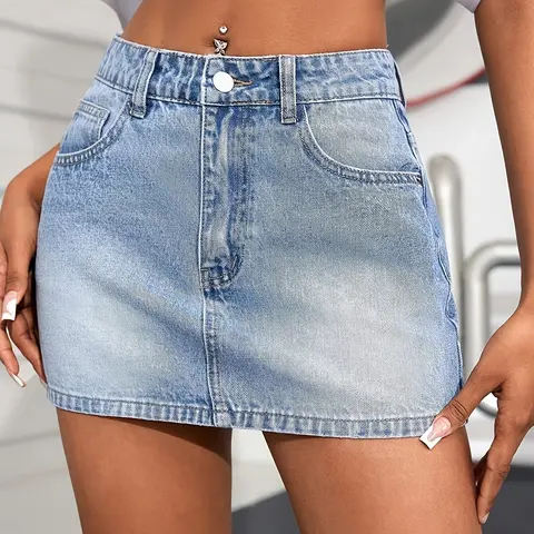 Casual Fashion Stretchy Women's Denim Skirt, Comfortable and Stylish Midi Skirt, Perfect for Daily Wear, Trendy and Versatile Design, Bodycon Bottom Skirt