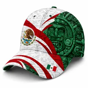 Mexico Flag Baseball Cap White Green Aztec Print Adjustable Curved Brim Snapback Hat for Men Women Outdoor Streetwear,sooners baseball,stylish golf,nets fan, football supporter ,raptor printed hat,official soccer,unisex summer,classic baseball