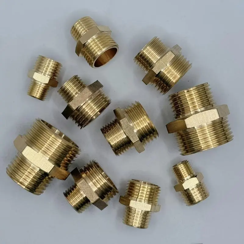 10pcs Brass Double External Thread Adapters - Universal European & American Standard, Durable Metal Connectors for Secure Pipe Connections, Pipe Fitting | Universal Thread Adapters | Durable Metal Adapters, Pipe Fittings