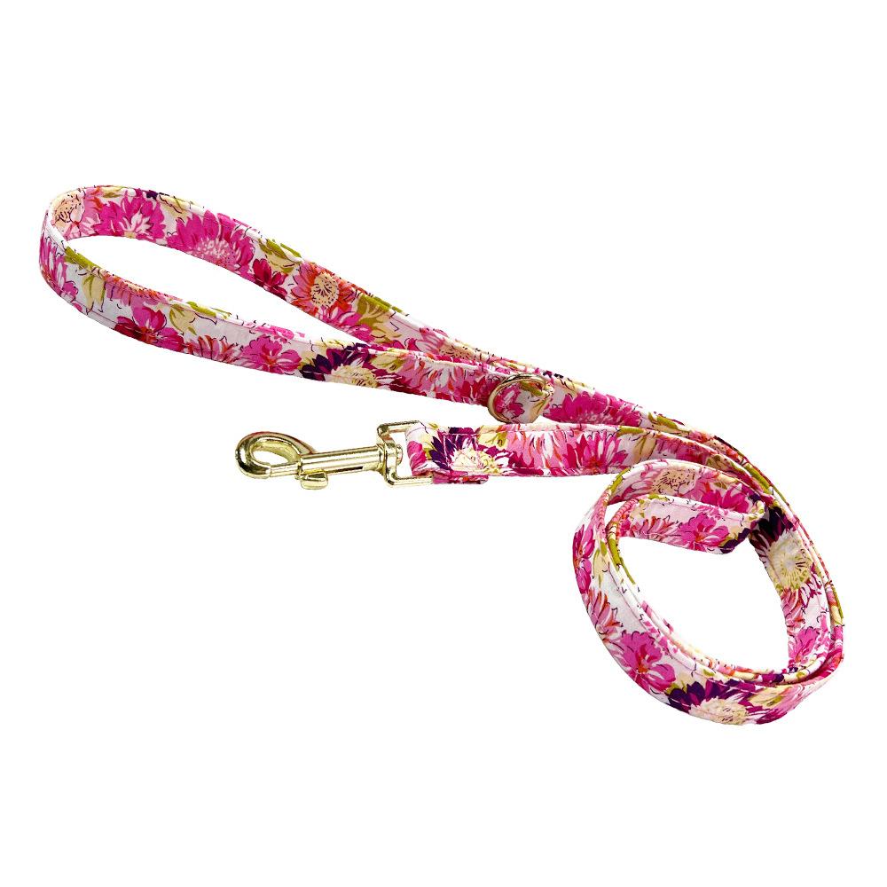 Floral Engraved Dog Collar with Leash, Personalized Metal Buckle for Medium Large Dogs