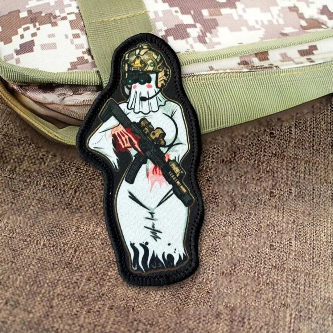 Anime Ghost Girl Waifu Patch Design Hook and Loop Printed Morale Badge Night Vision Spooky Applique for Backpack Jacket Gear Flexible Patch