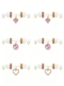 Medical Grade Silicone No-Piercing Nipple Jewelry Set, Reusable Bikini Clip On Nipple Covers with Pearl & CZ Charms, Gold Silver Pink Multi-Color Hypoallergenic Non-Pierced Body Accessories for Women Fake Nipple Ring
