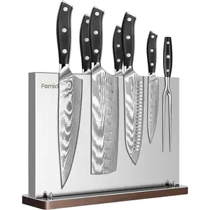 Magnetic Knife Holder Stand,Stainless Steel Magnetic Knife Block Without Knives,Power Magnetic Knife Rack Strip,Double Sided Magnet Knife Storage Organizer