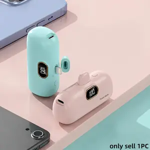 5000mAh Ultra-Portable Power Bank with Lightning Connector, Digital Display Mini Power Bank, Lipstick-Sized Charger, Smartphone, Compatible with iPhone 14/13/12/11 Series & Earlier Lightning Devices, Pocket-Sized Backup Battery for Travel, Daily Com