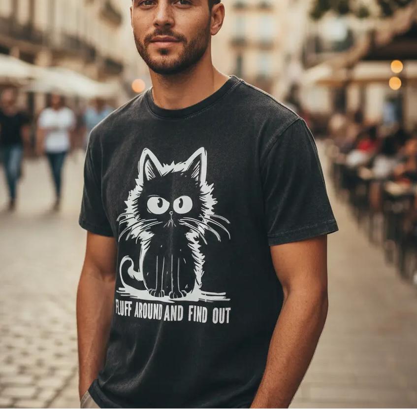 Funny Cat Shirt Fluff Around And Find Out Gifts Men Women T-Shirt "Fluff Around And Find Out" Graphic Tee, Cute Yet Savage Cat Attitude Shirt, Sarcastic Humor Tee for Men Women, Perfect Gift for Cat Lovers