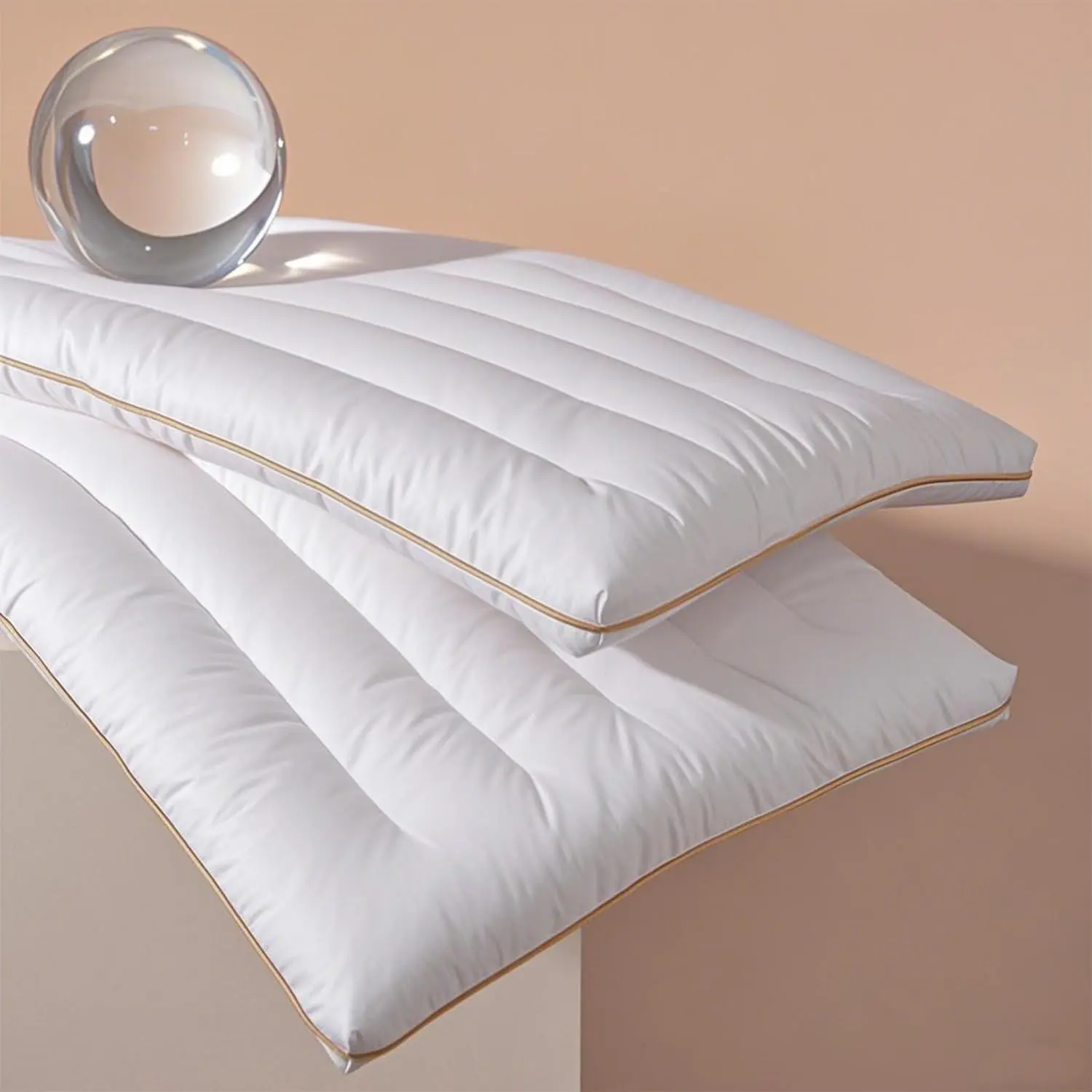 Ultra Thin Flat Sleeping Pillow, Thin Pillow for Back Sleeper, Supportive Slim Bed Pillow for Stomach Sleeping, Machine Washable, Standard Size 18x26 Inches (Approx. 46x66 cm), 2 Pack White