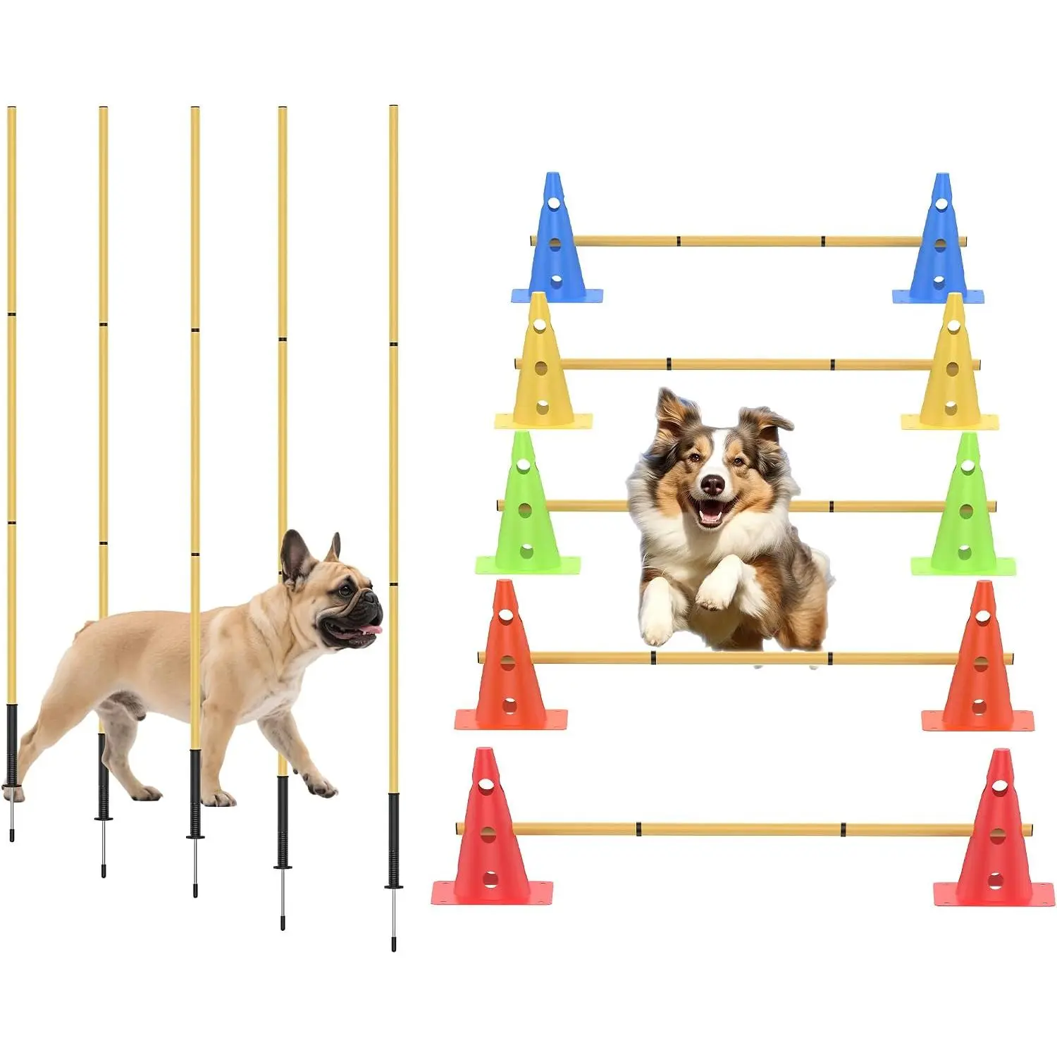 Agility  Hurdle Cone Set, Adjustable  Agility Equipment Obstacle Course Backyard Equipment for  Exercise