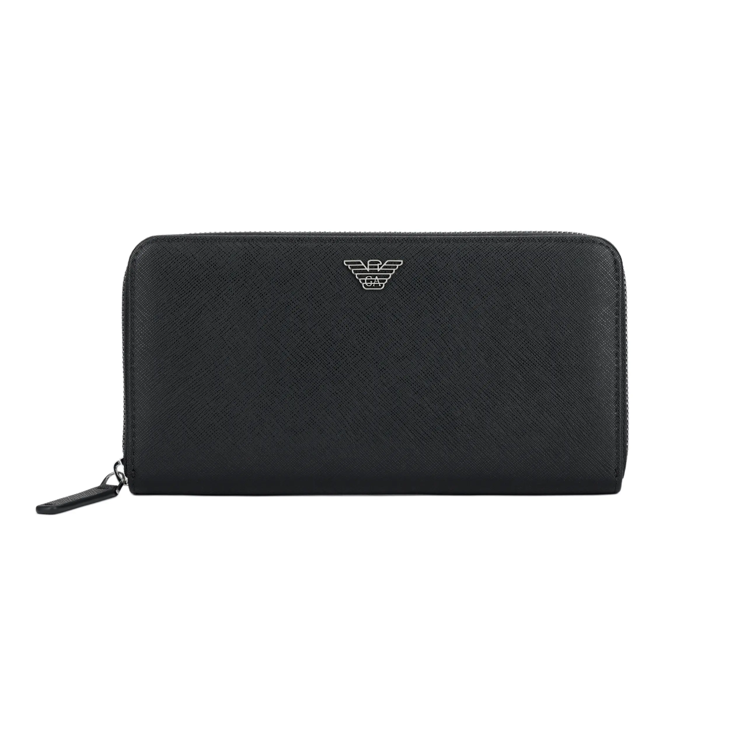 Emporio Armani Logo-Print Polyester Zip Wallet for Men in Black