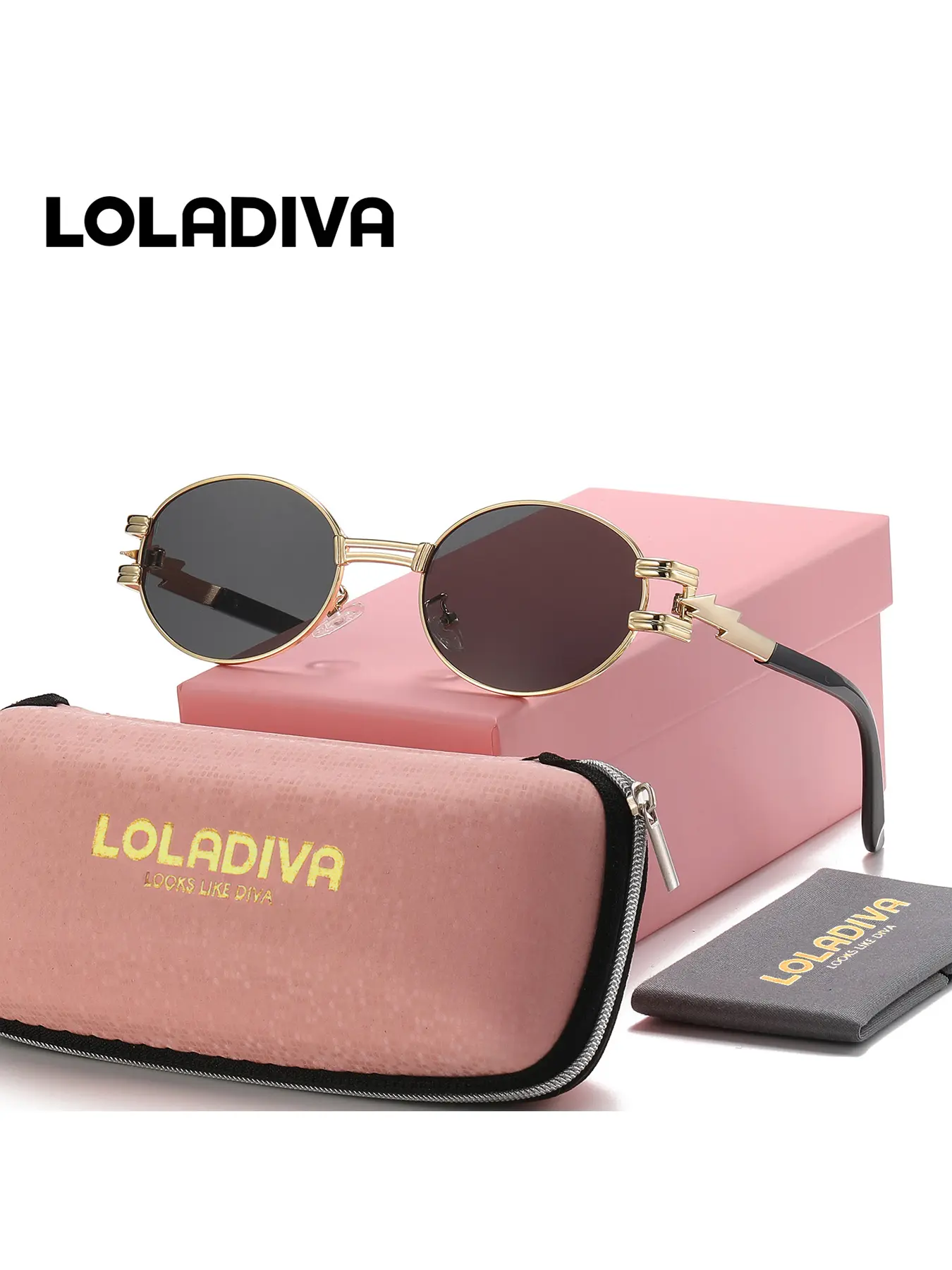 LolaDiva 1 Piece Unisex Retro Luxury Full Frame Sunglasses Exudes Refinement Oval Frame Sunglasses UV400